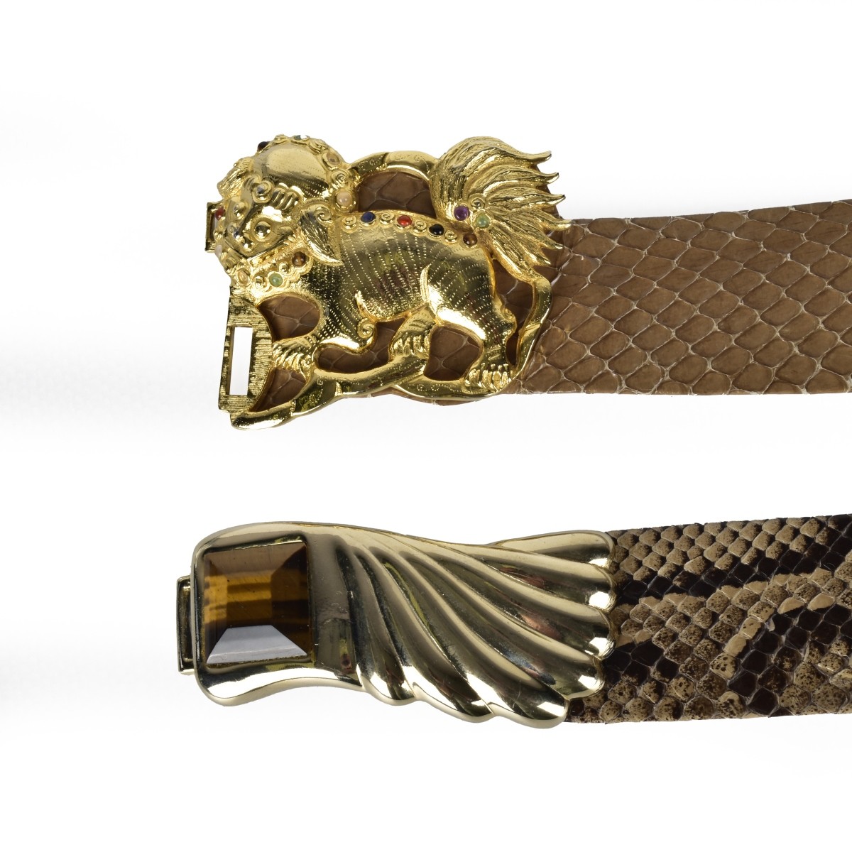 Two Judith Leiber Designer Snake Belts