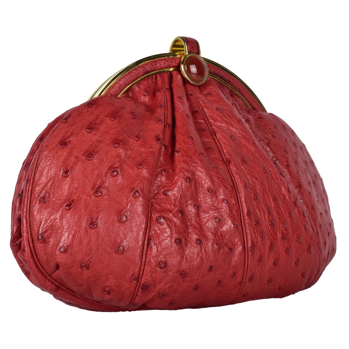 Judith Leiber Red Ostrich Handbag