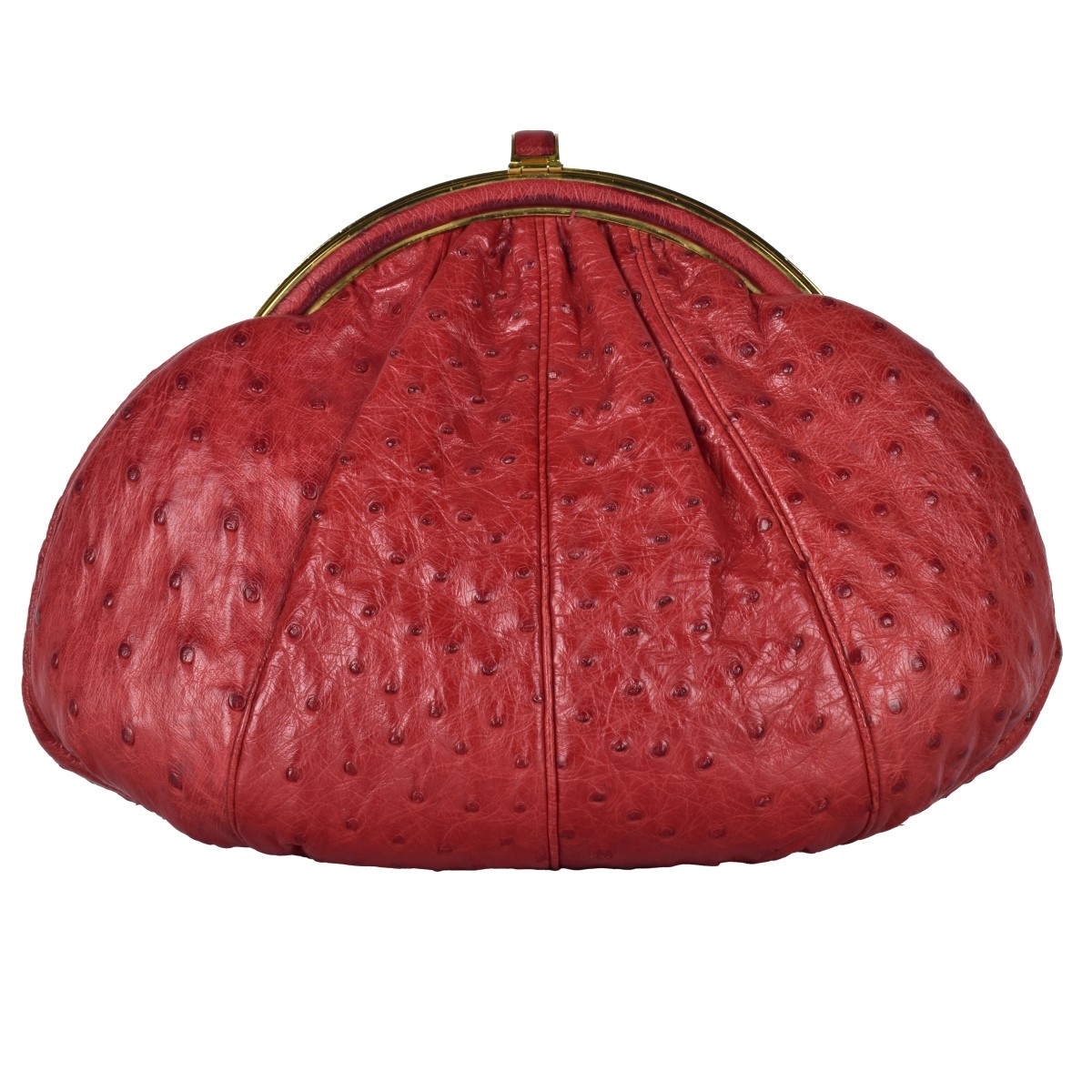 Judith Leiber Red Ostrich Handbag