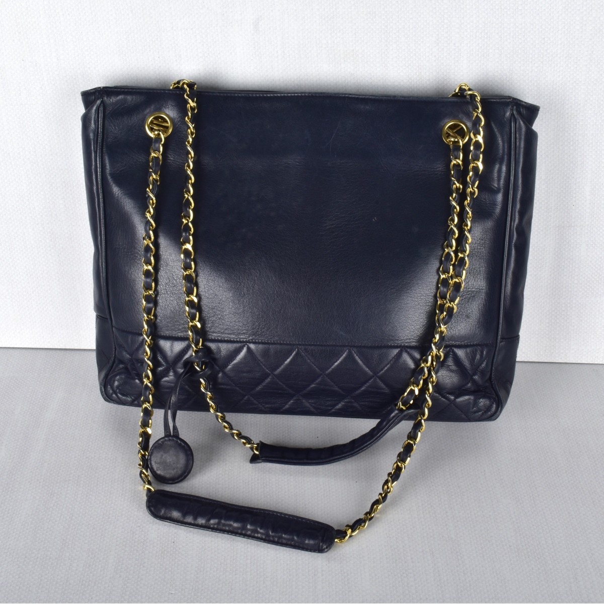 Vintage Chanel Matelasse Navy Tote Handbag