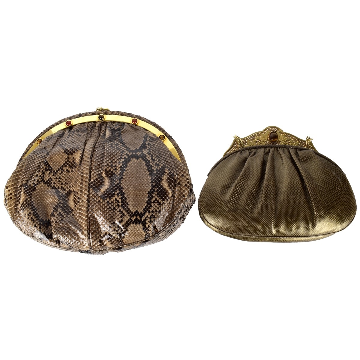 Two Judith Leiber Bronze Snake Bags