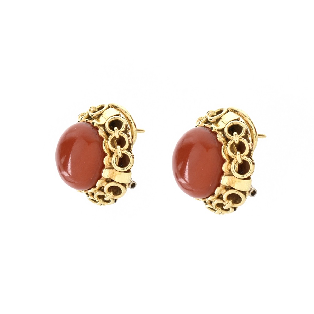 Red Coral and 14K Earrings