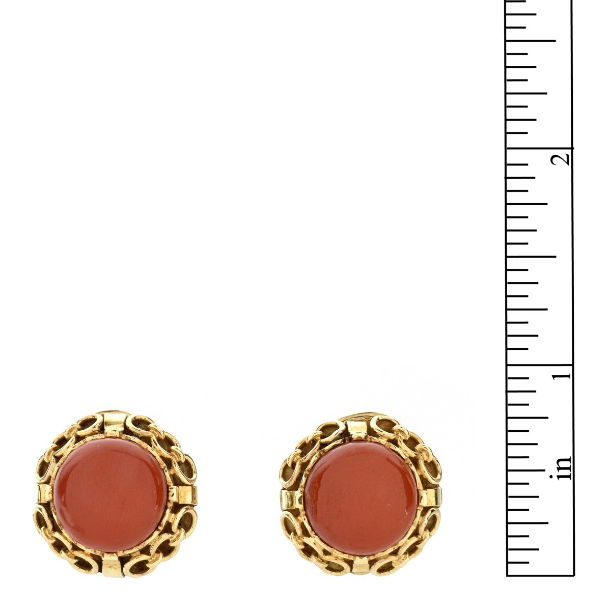 Red Coral and 14K Earrings