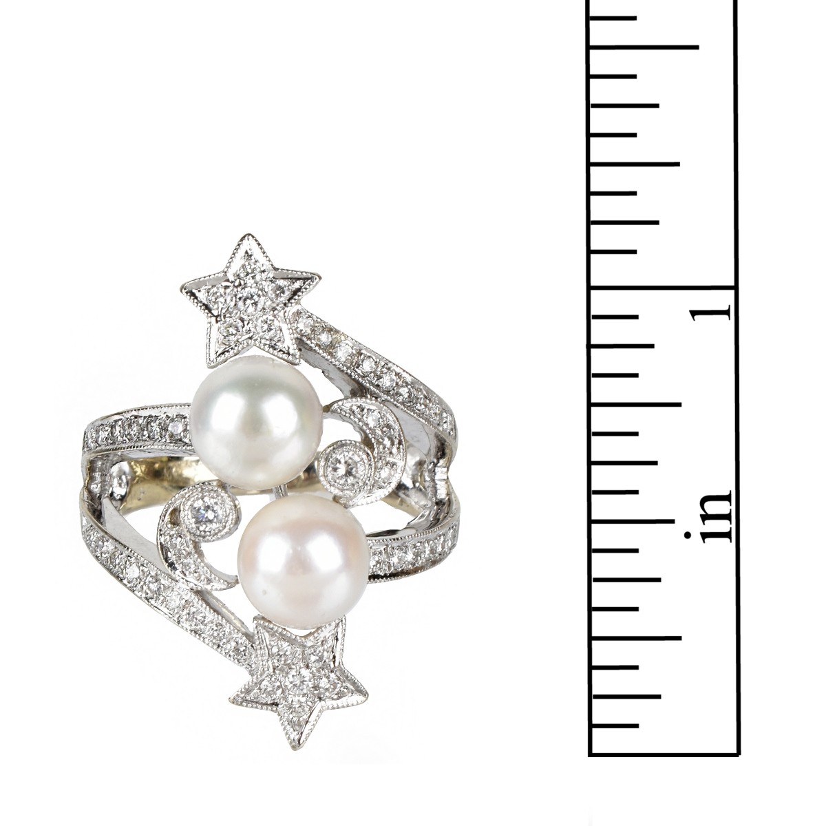 Pearl, Diamond and 14K Ring