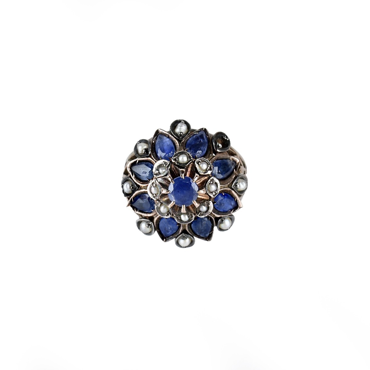 Sapphire, Pearl and 9K Ring