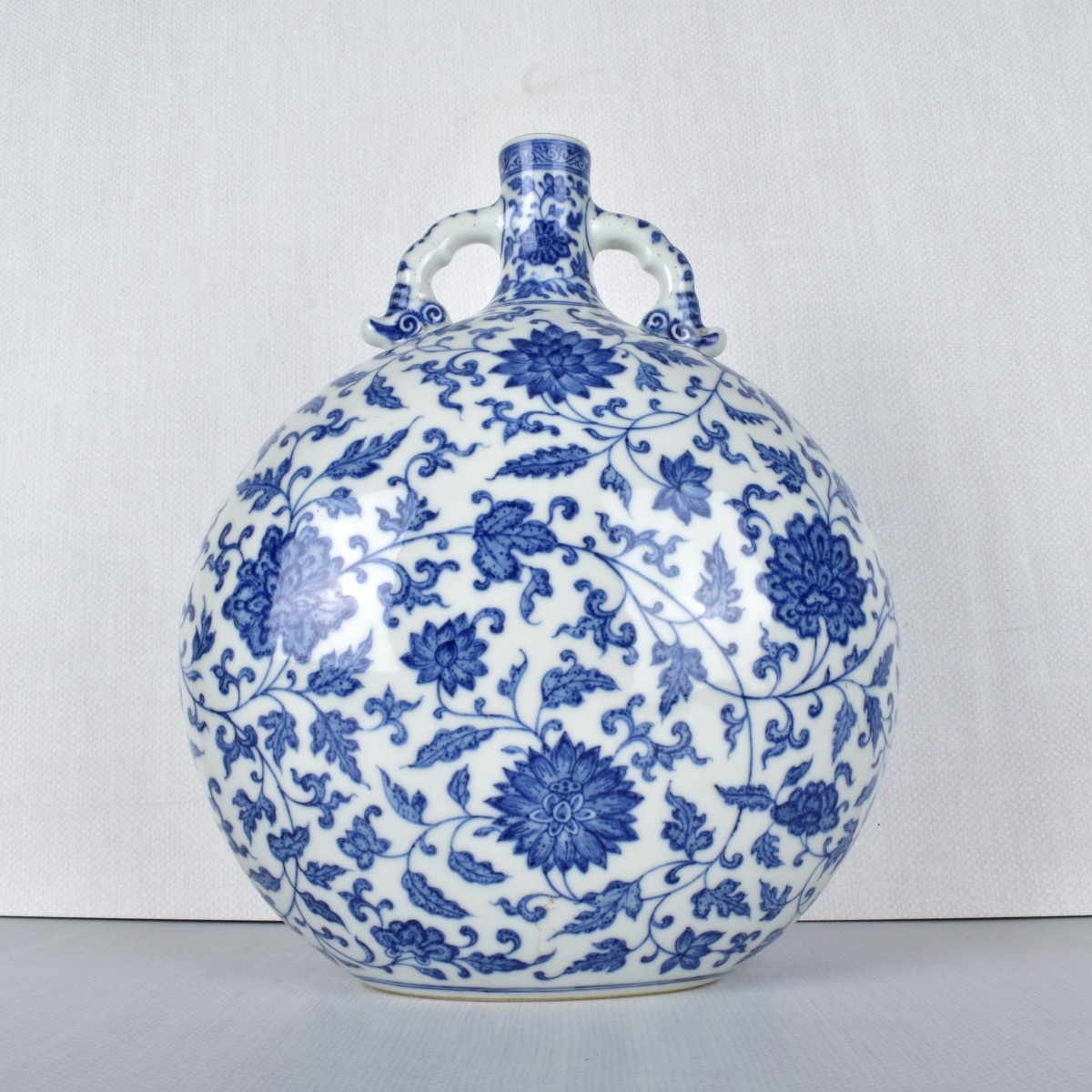 Porcelain Chinese Blue and White Moon Flask