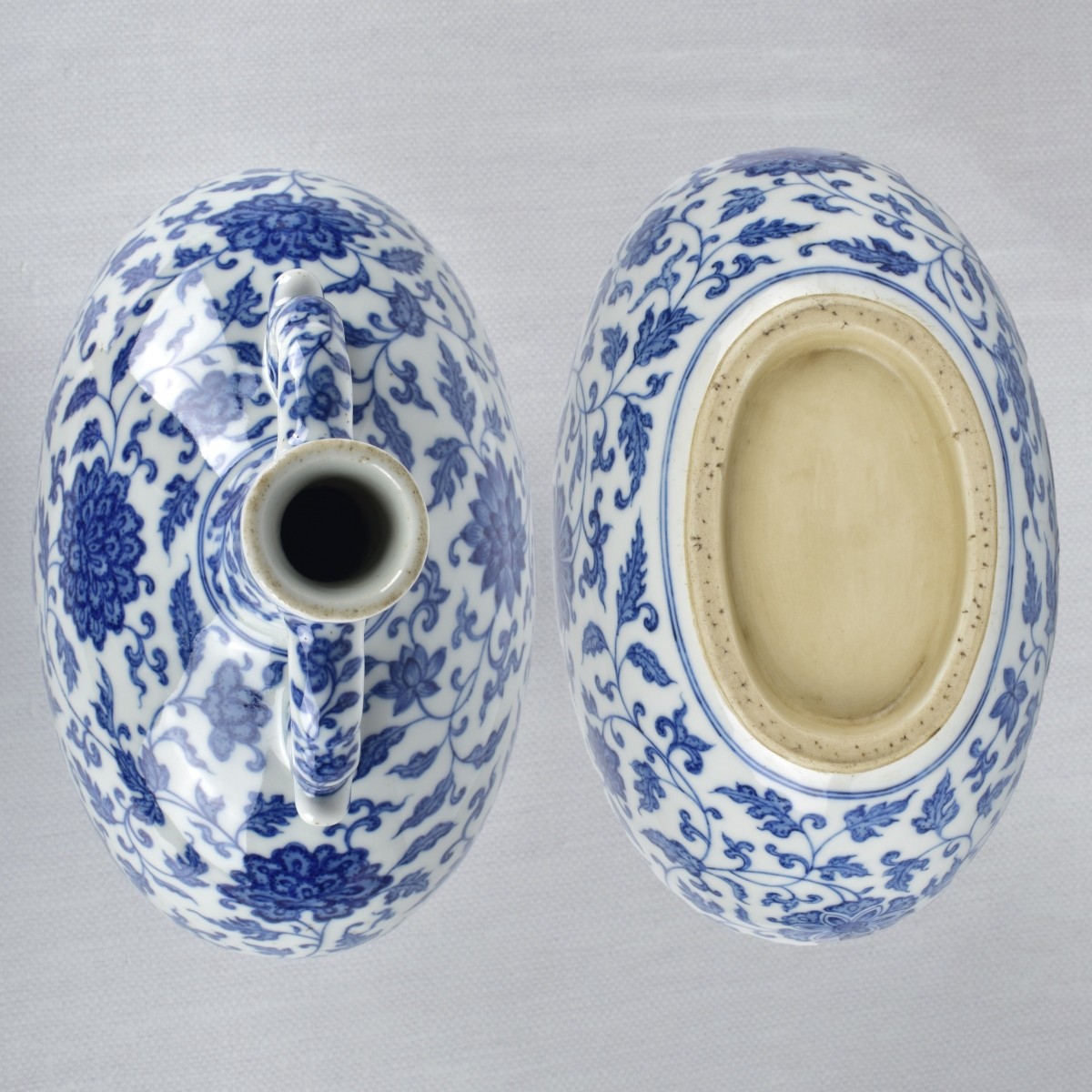 Porcelain Chinese Blue and White Moon Flask