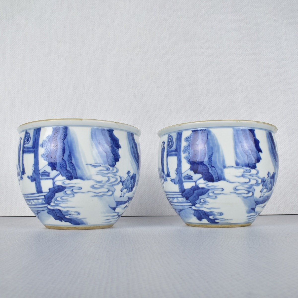 Pair of Chinese Blue and White Porcelain Pots