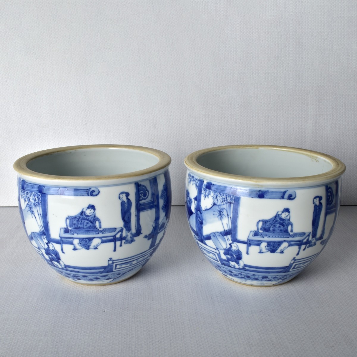 Pair of Chinese Blue and White Porcelain Pots