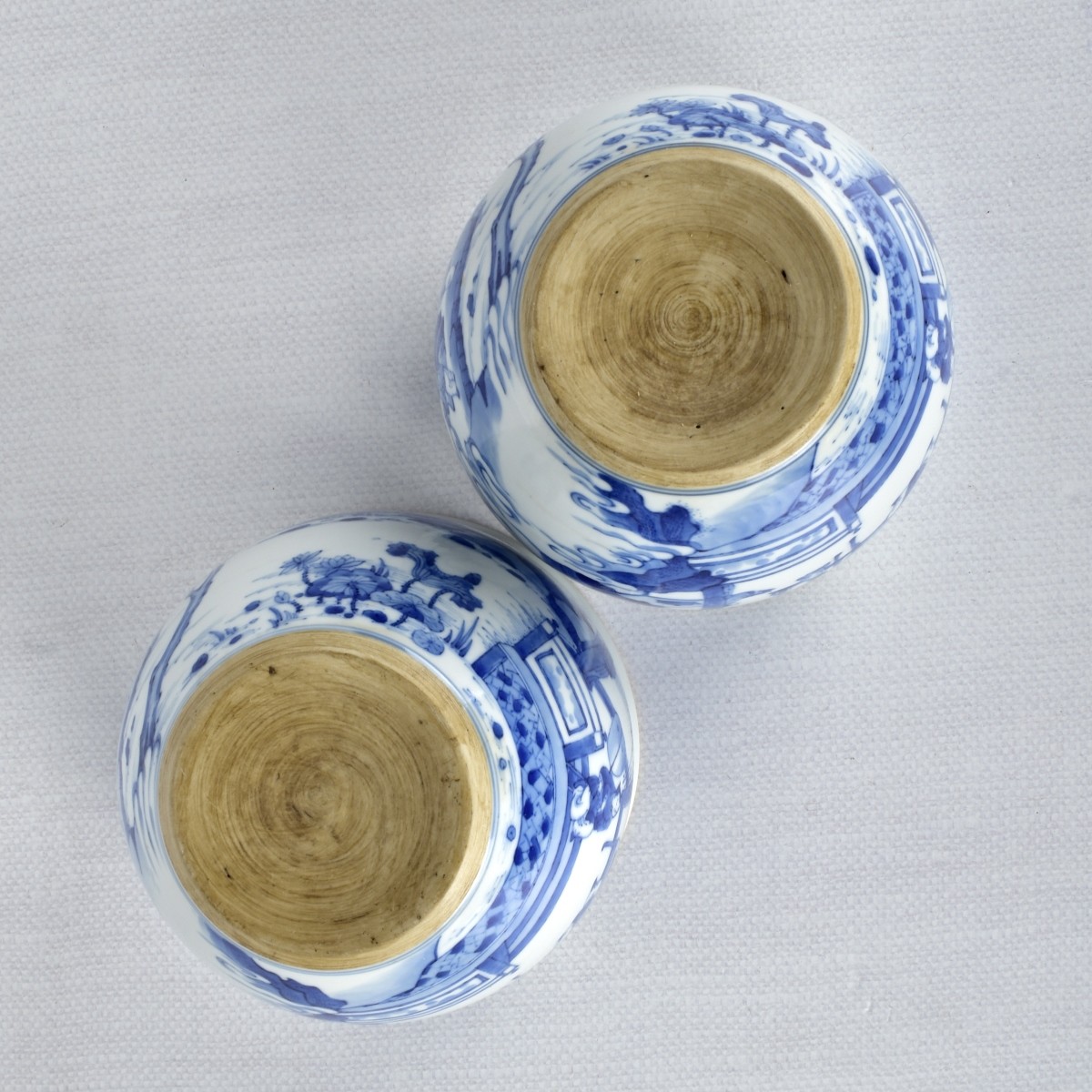 Pair of Chinese Blue and White Porcelain Pots