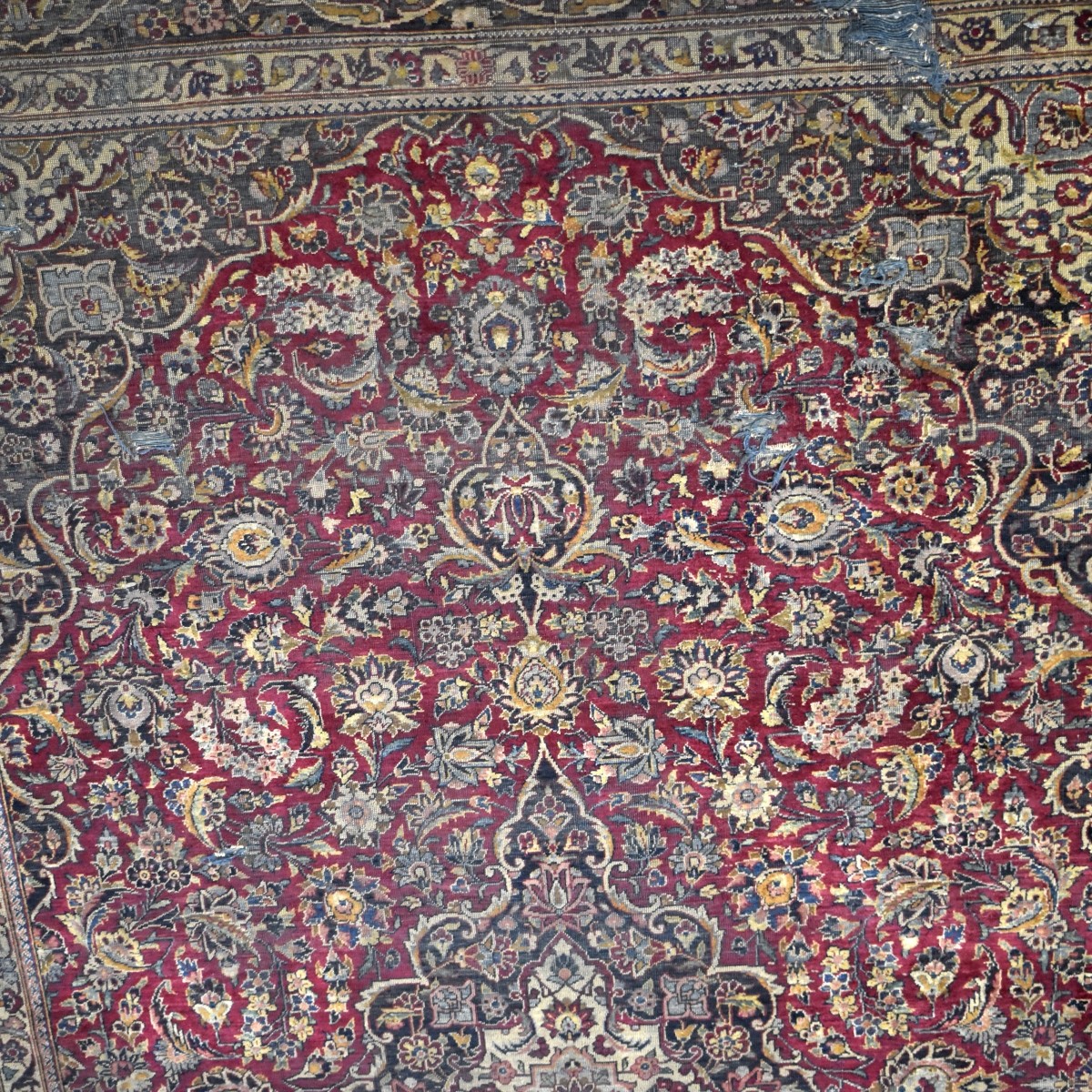 Antique Persian Kashan Silk Rug