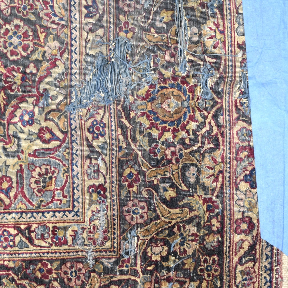 Antique Persian Kashan Silk Rug