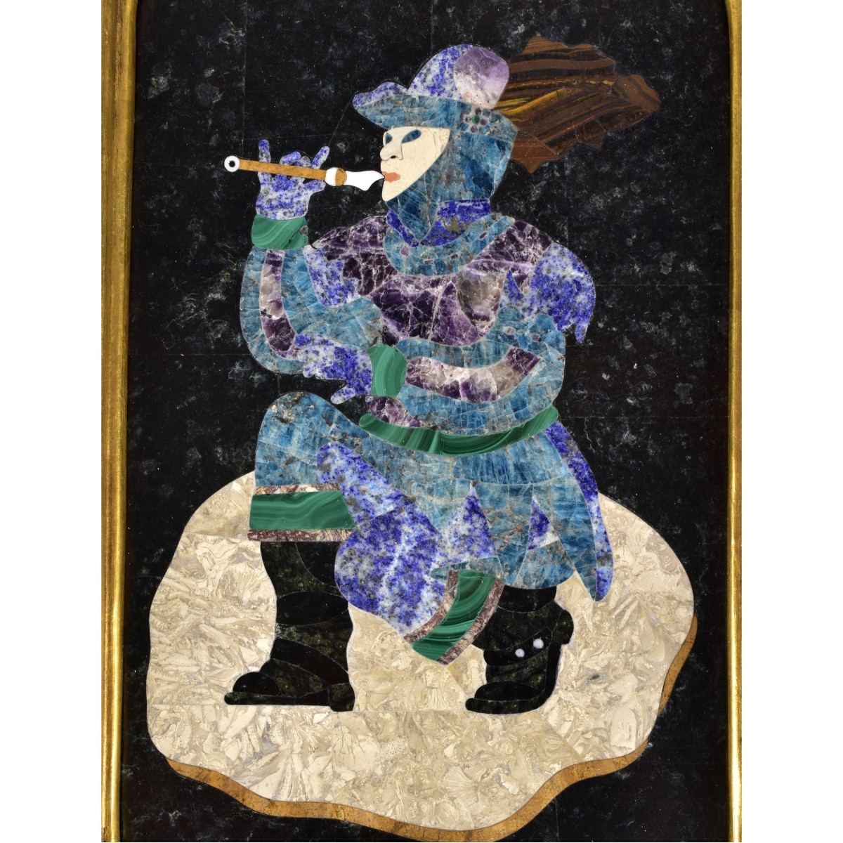 Italian Pietra Dura Plaque of a Musician