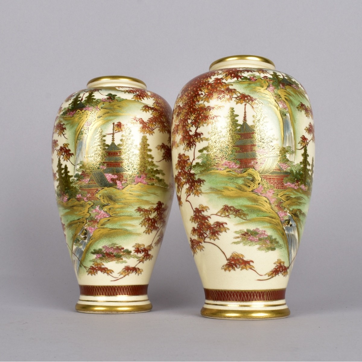 Japanese Satsuma Landscape Vases