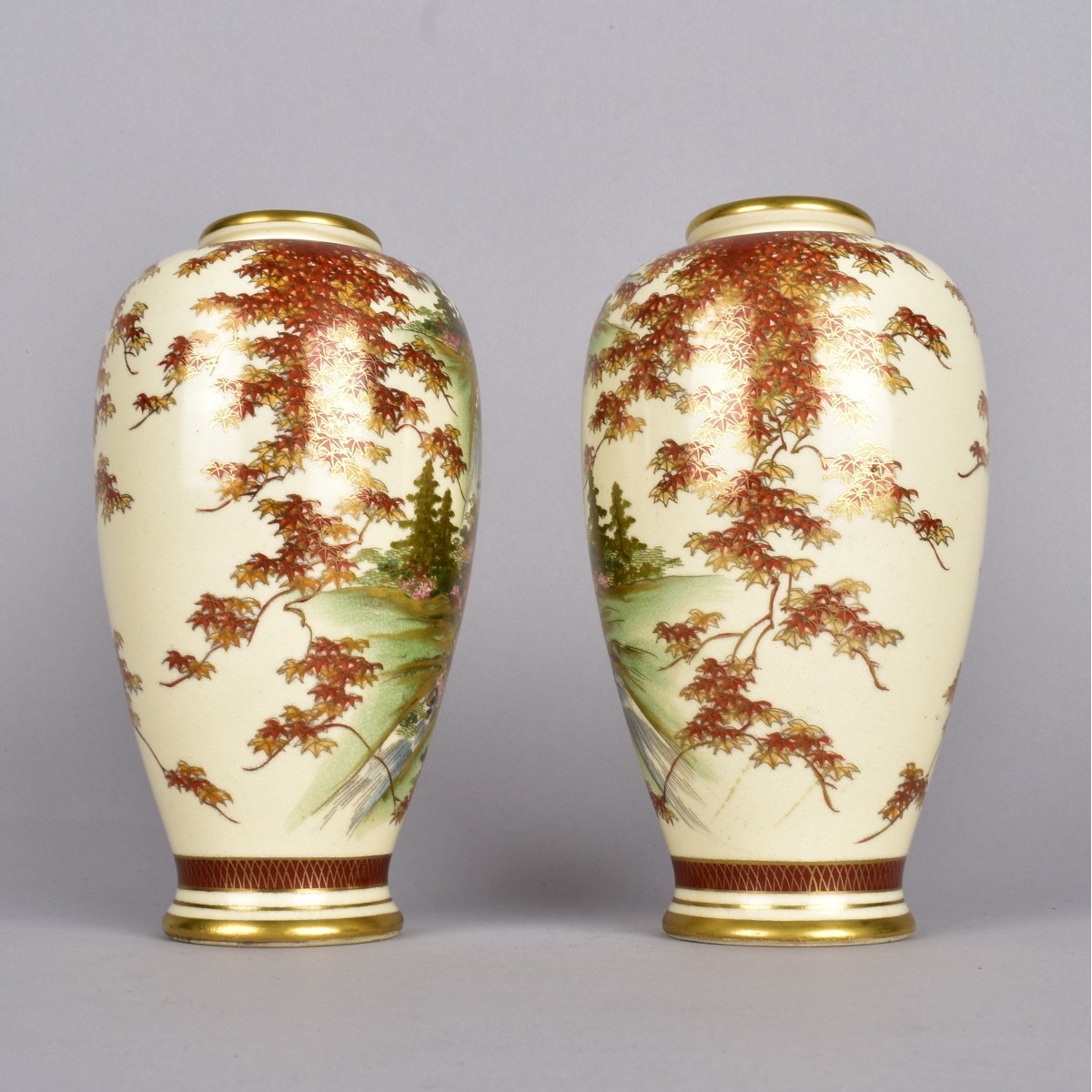 Japanese Satsuma Landscape Vases