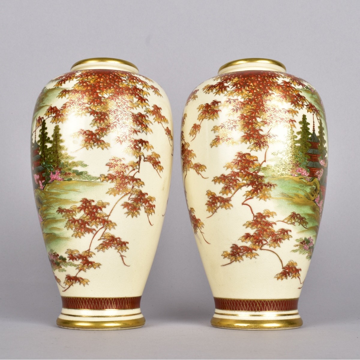 Japanese Satsuma Landscape Vases