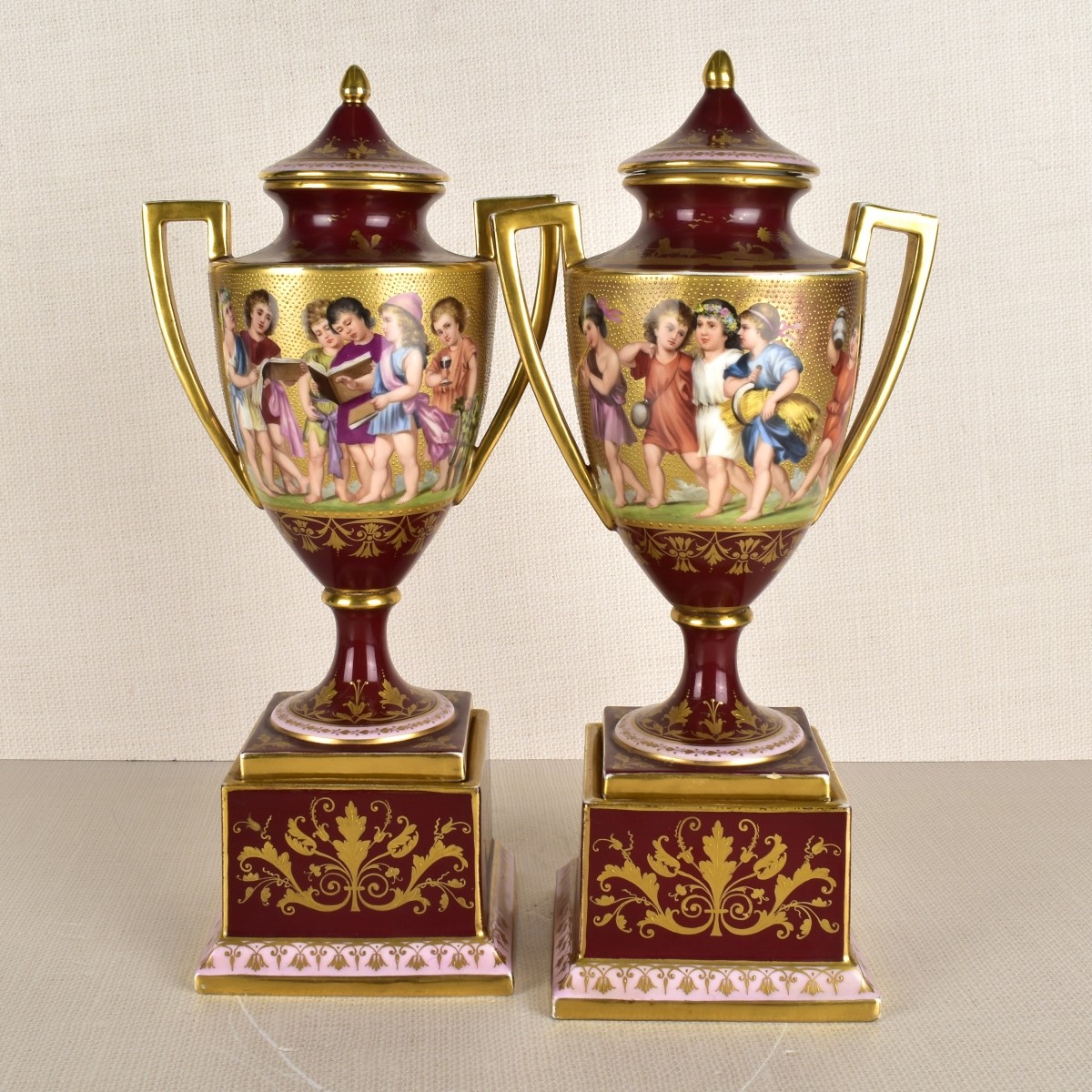 Pair of Royal Vienna Urns