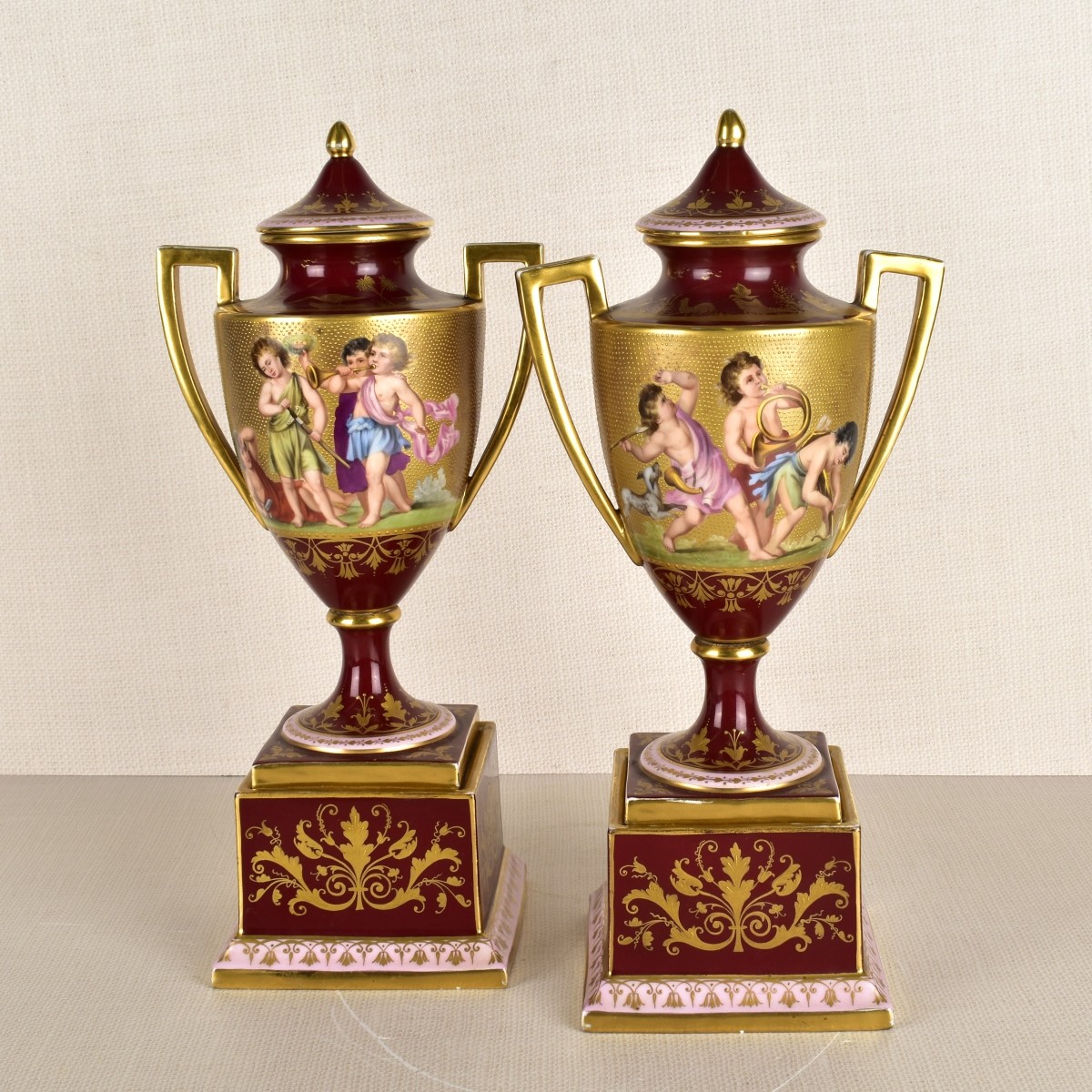 Pair of Royal Vienna Urns