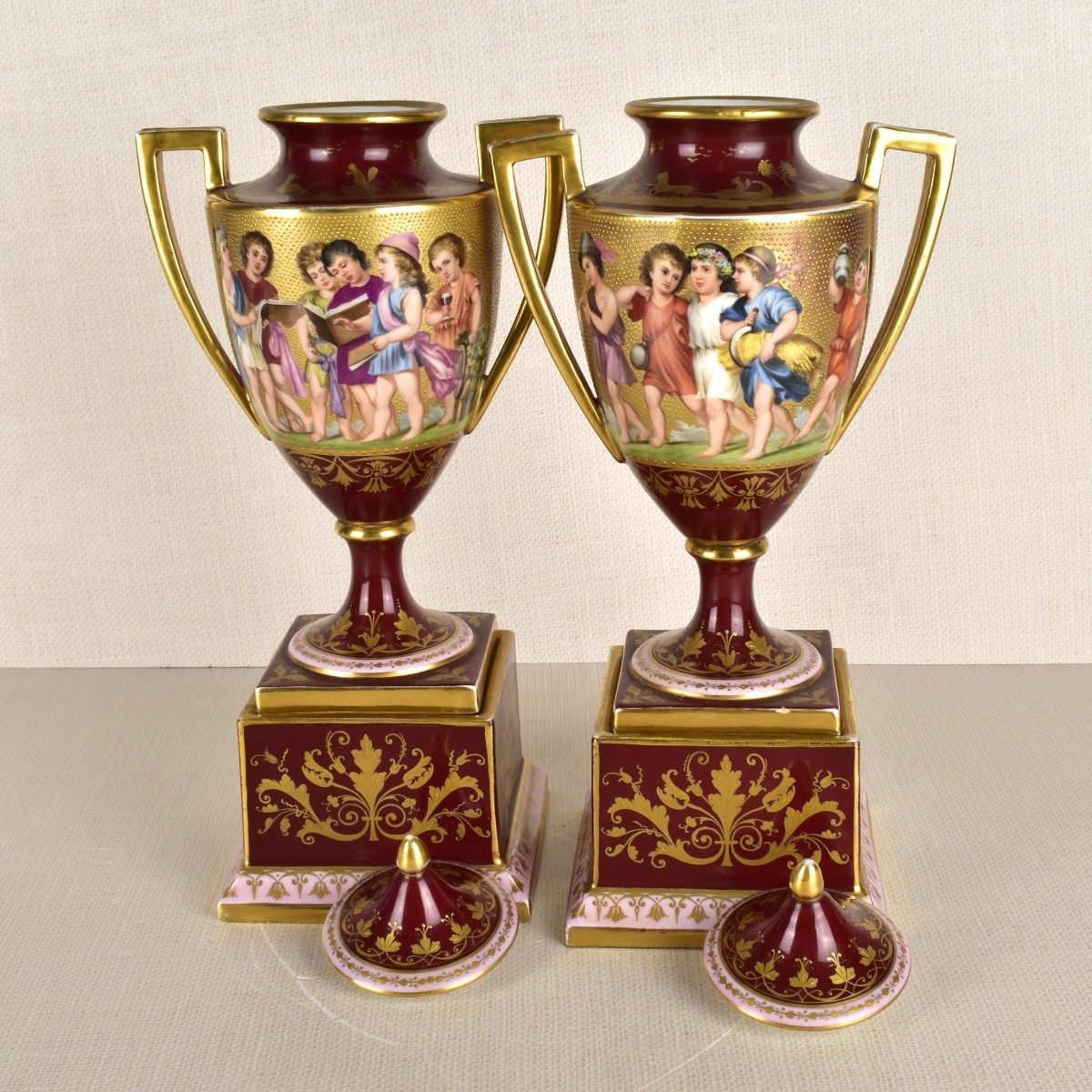 Pair of Royal Vienna Urns