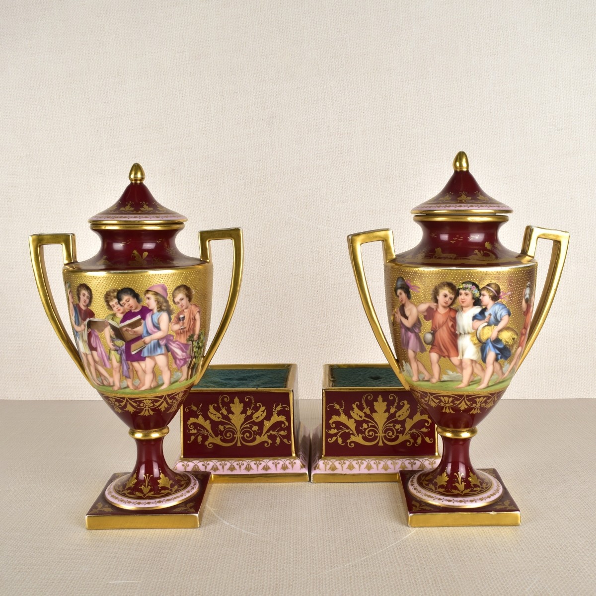 Pair of Royal Vienna Urns