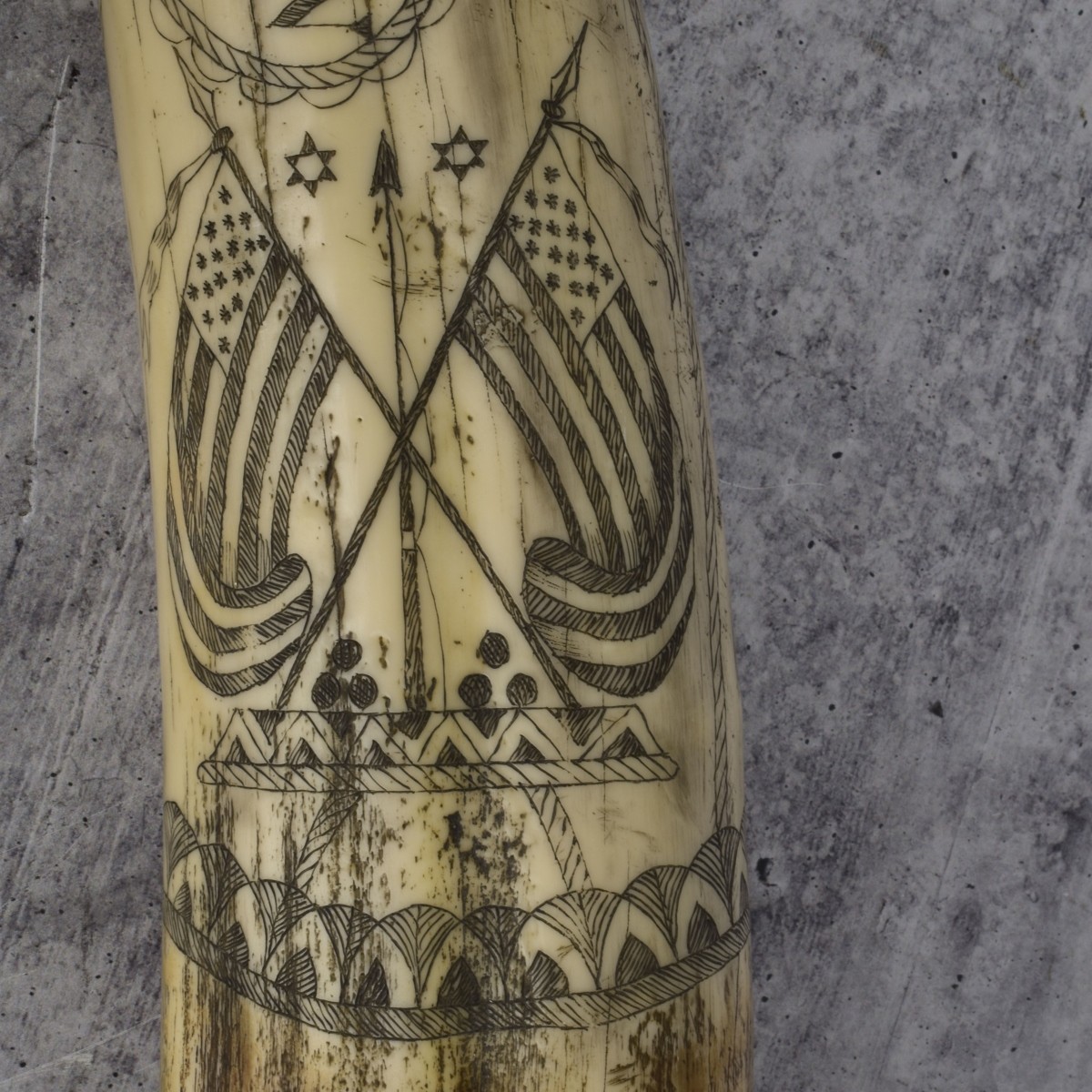 Two 20C Reproductions of Scrimshaw Tusks