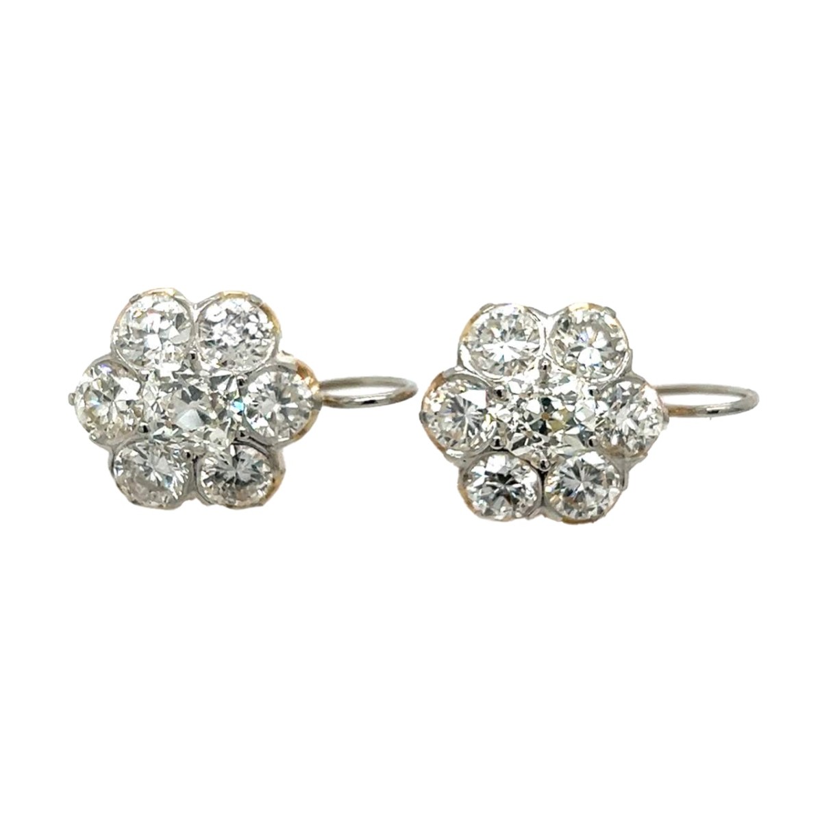 Diamond, Platinum and 18K Earrings