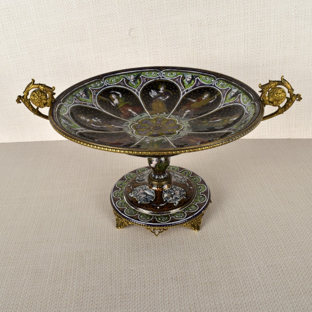 Limoges Iridescent Enameled Coup