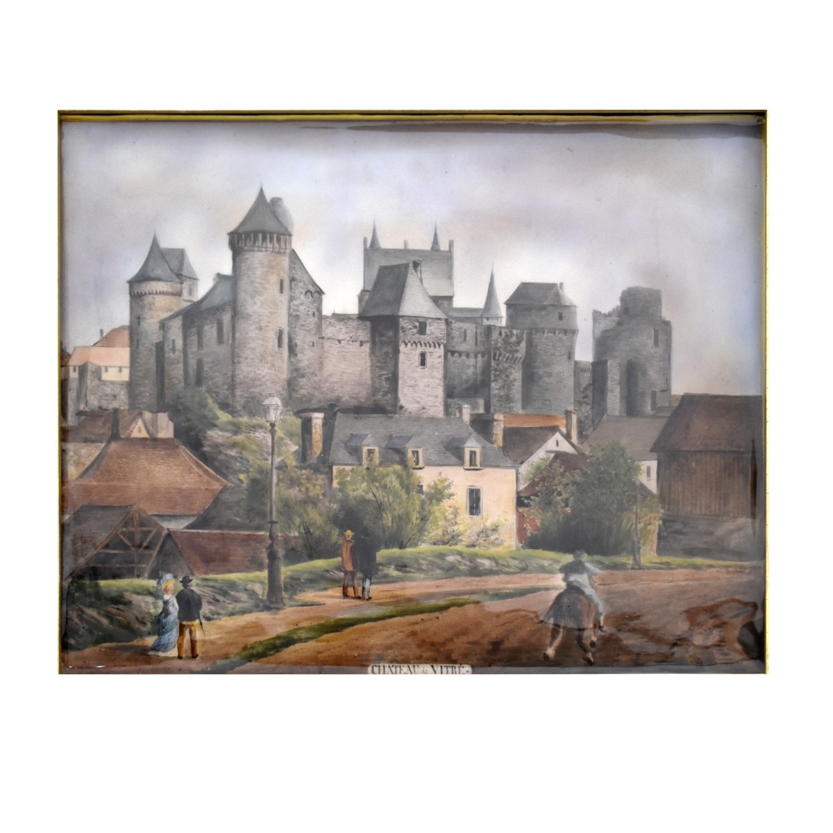 Painted Porcelain Plaque "Chateau de Vitre