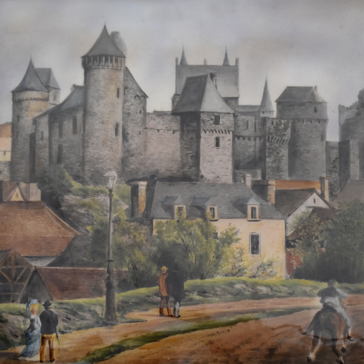 Painted Porcelain Plaque "Chateau de Vitre