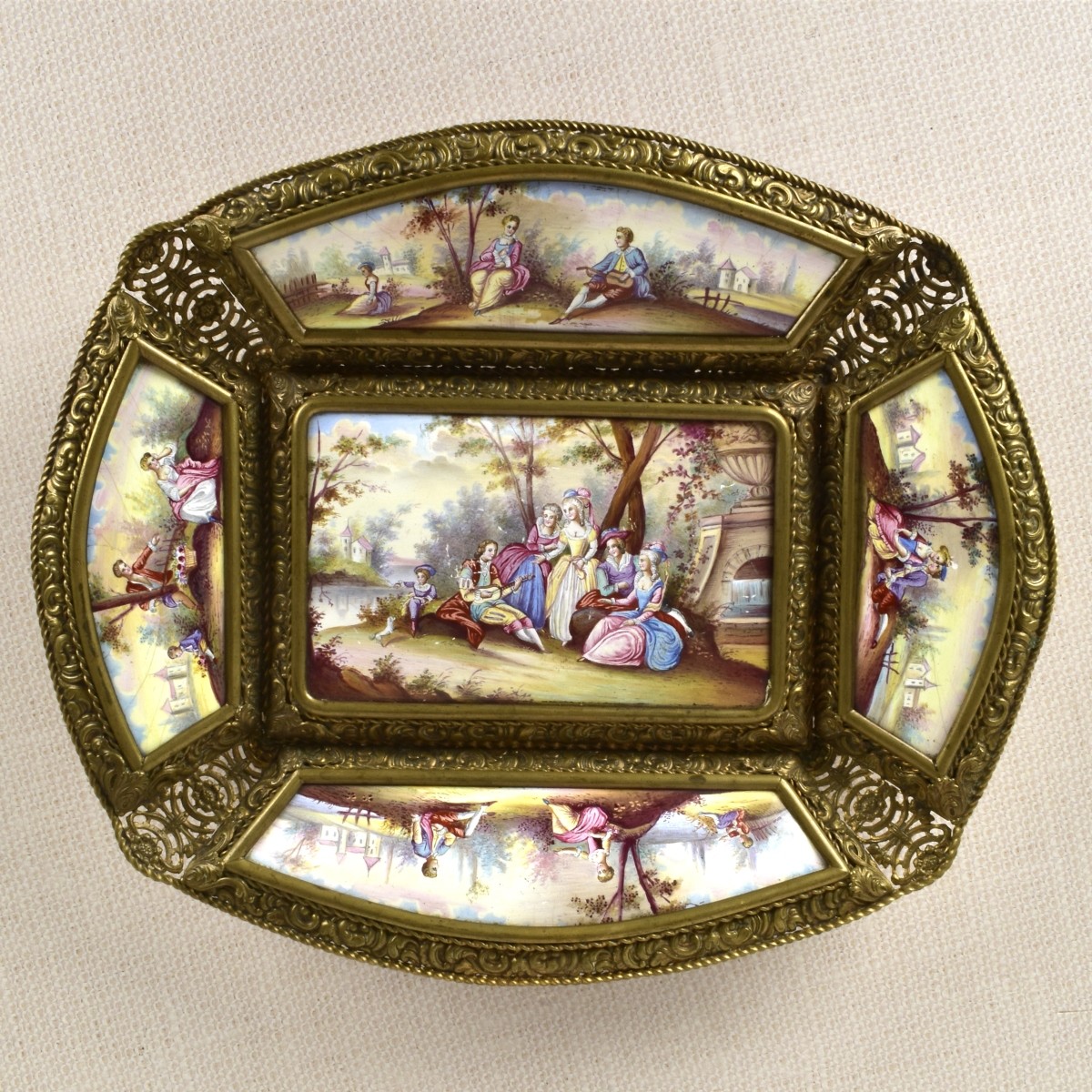 Viennese Painted Enameled Tray