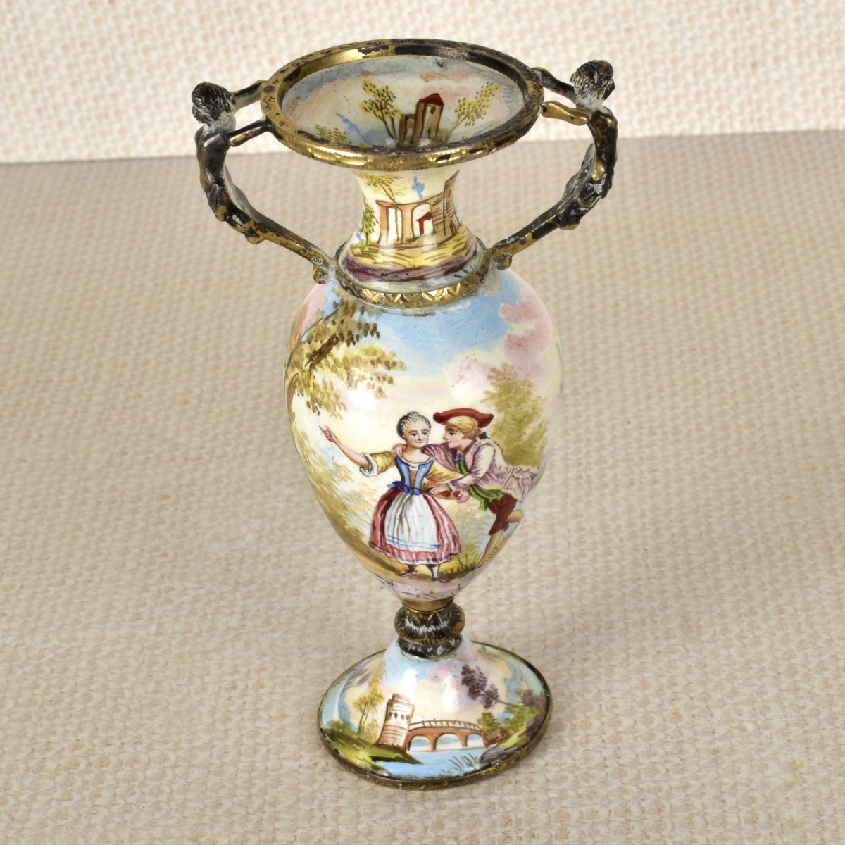 Austrian Miniature Silver and Enamel Vase