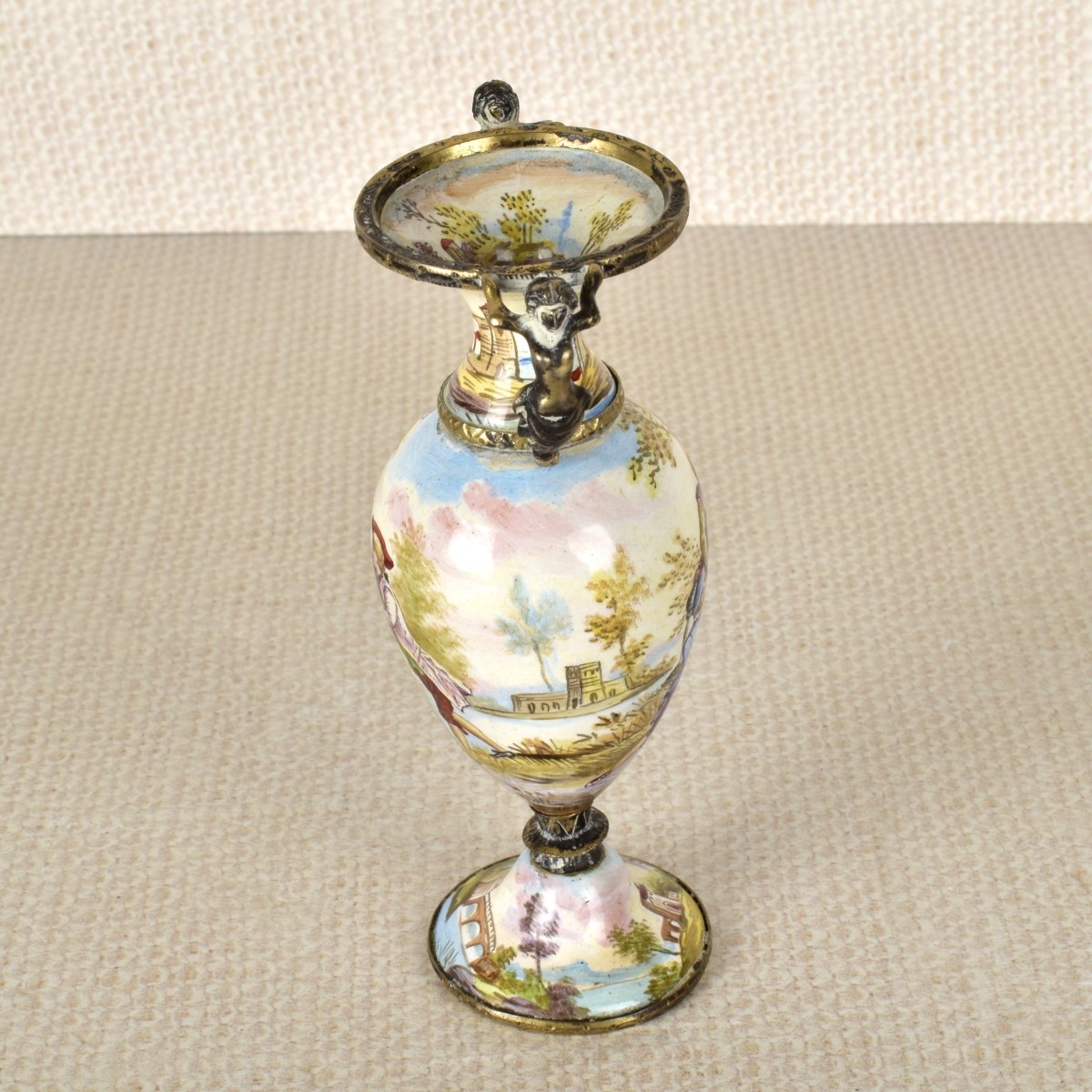 Austrian Miniature Silver and Enamel Vase