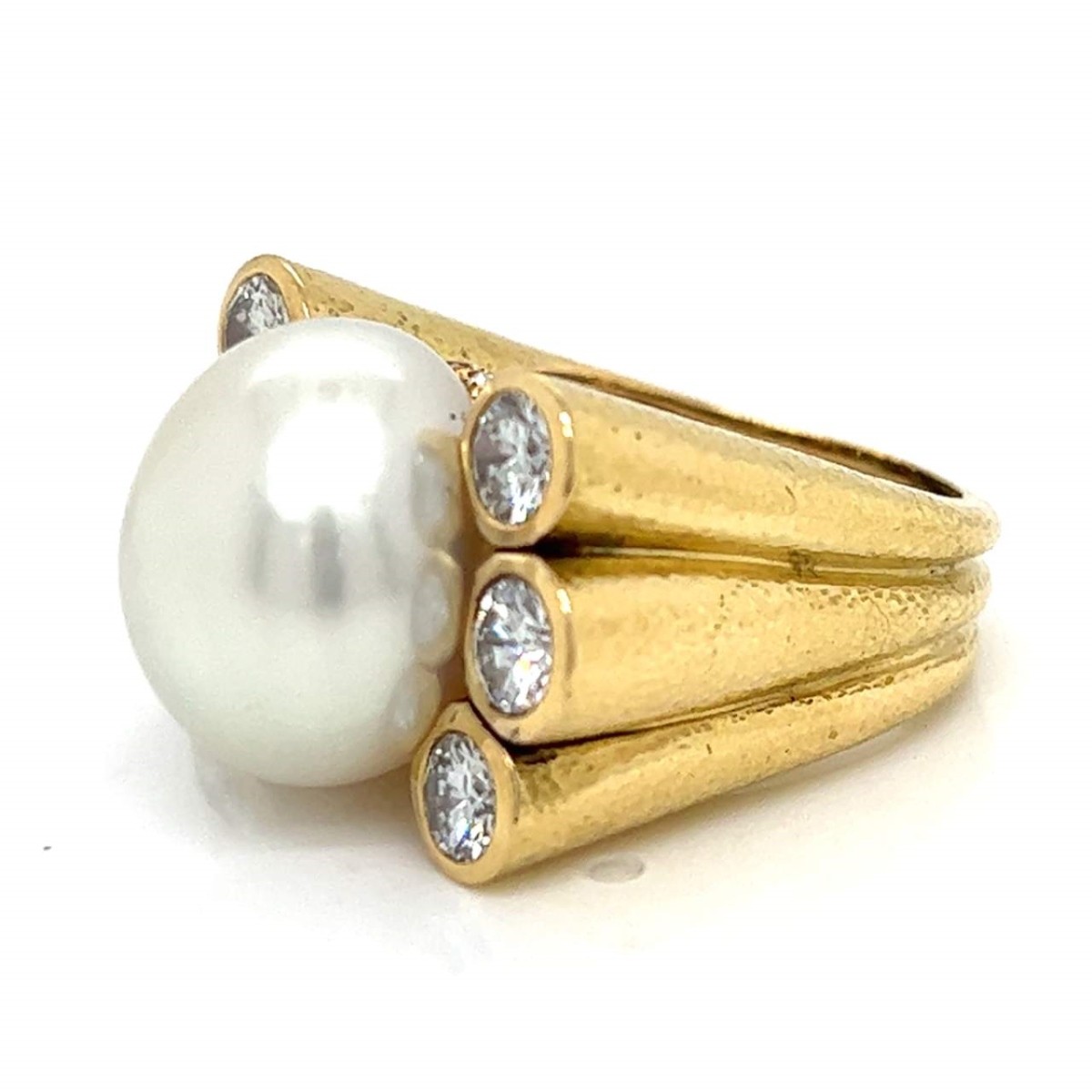 David Webb Pearl and Diamond Ring