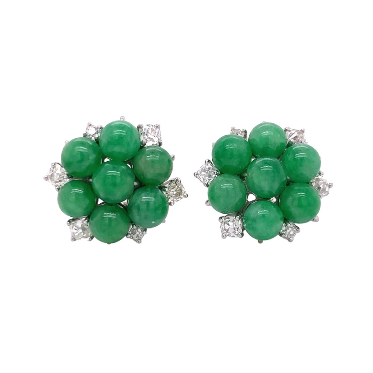 Jade, Diamond and 18K Earrings