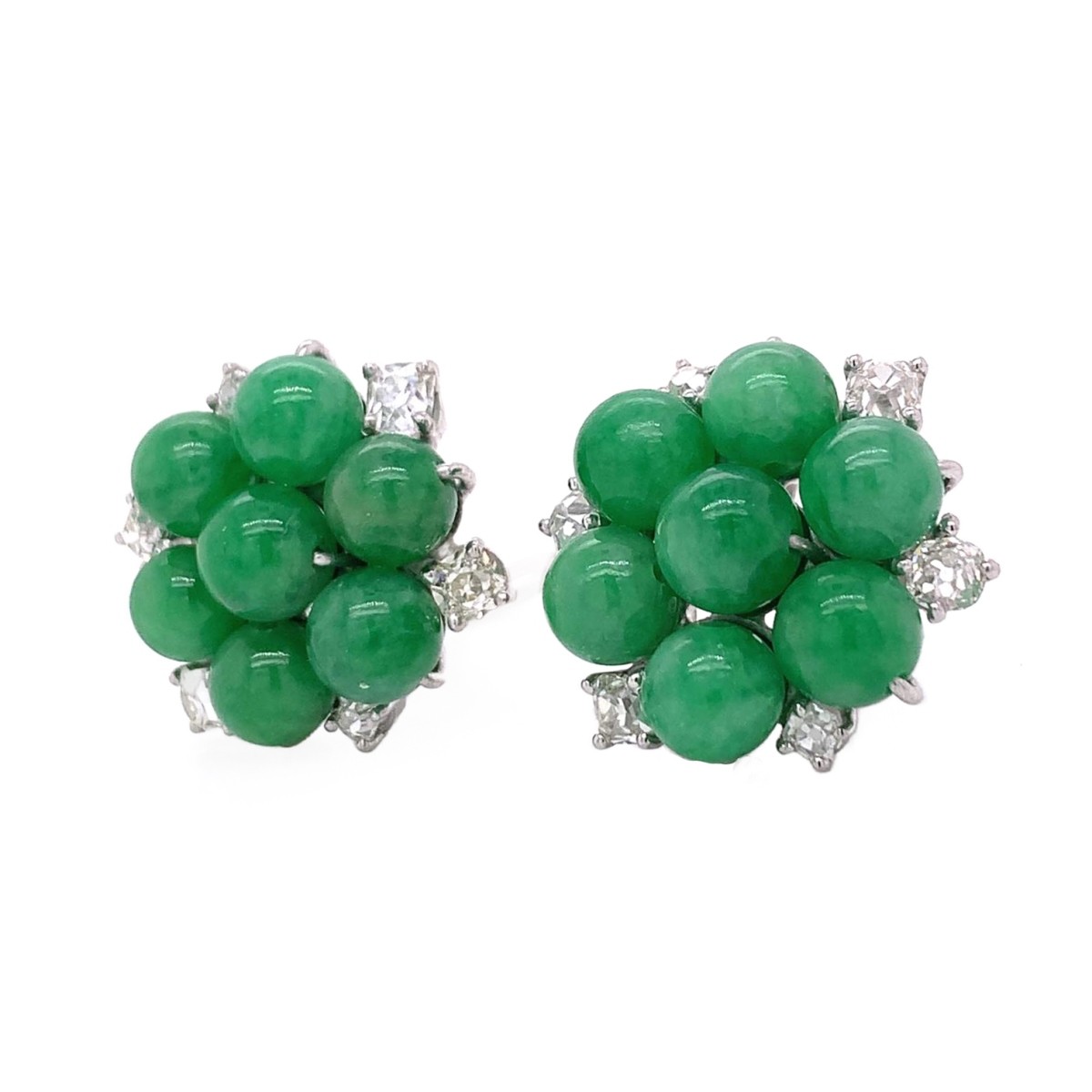 Jade, Diamond and 18K Earrings