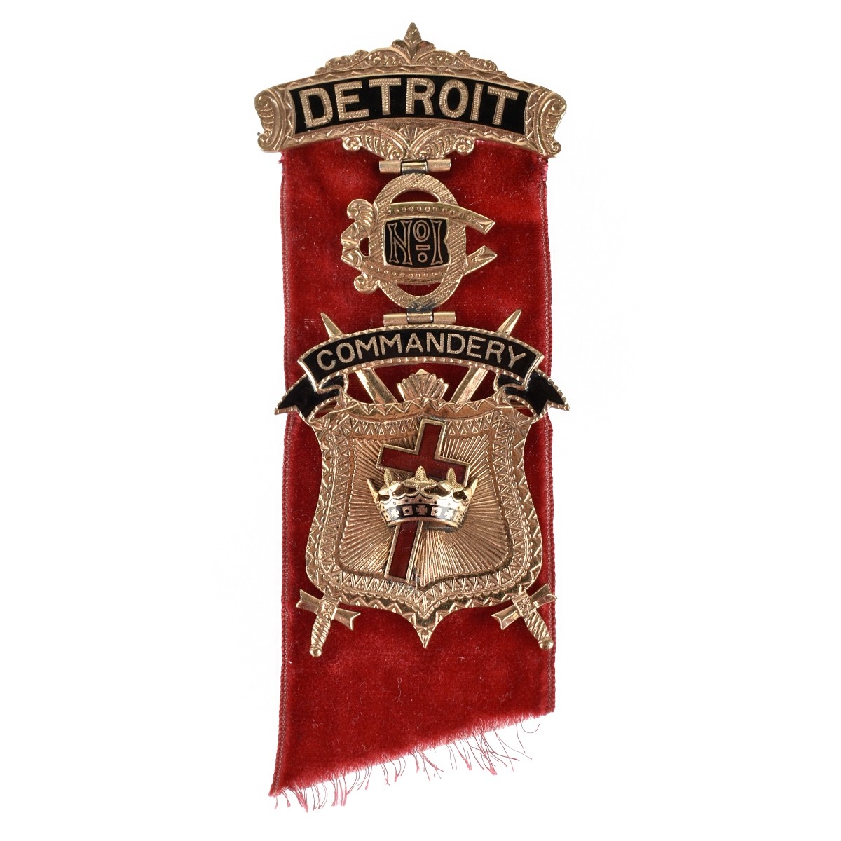 14K Detroit Commandery No. 1 Badge