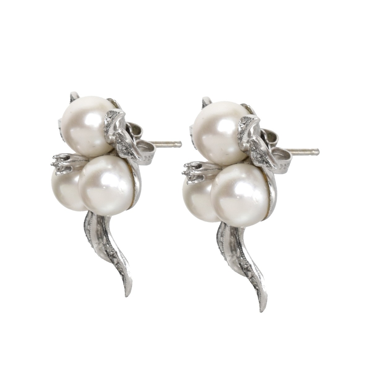 Pearl, Diamond and 14K Earrings