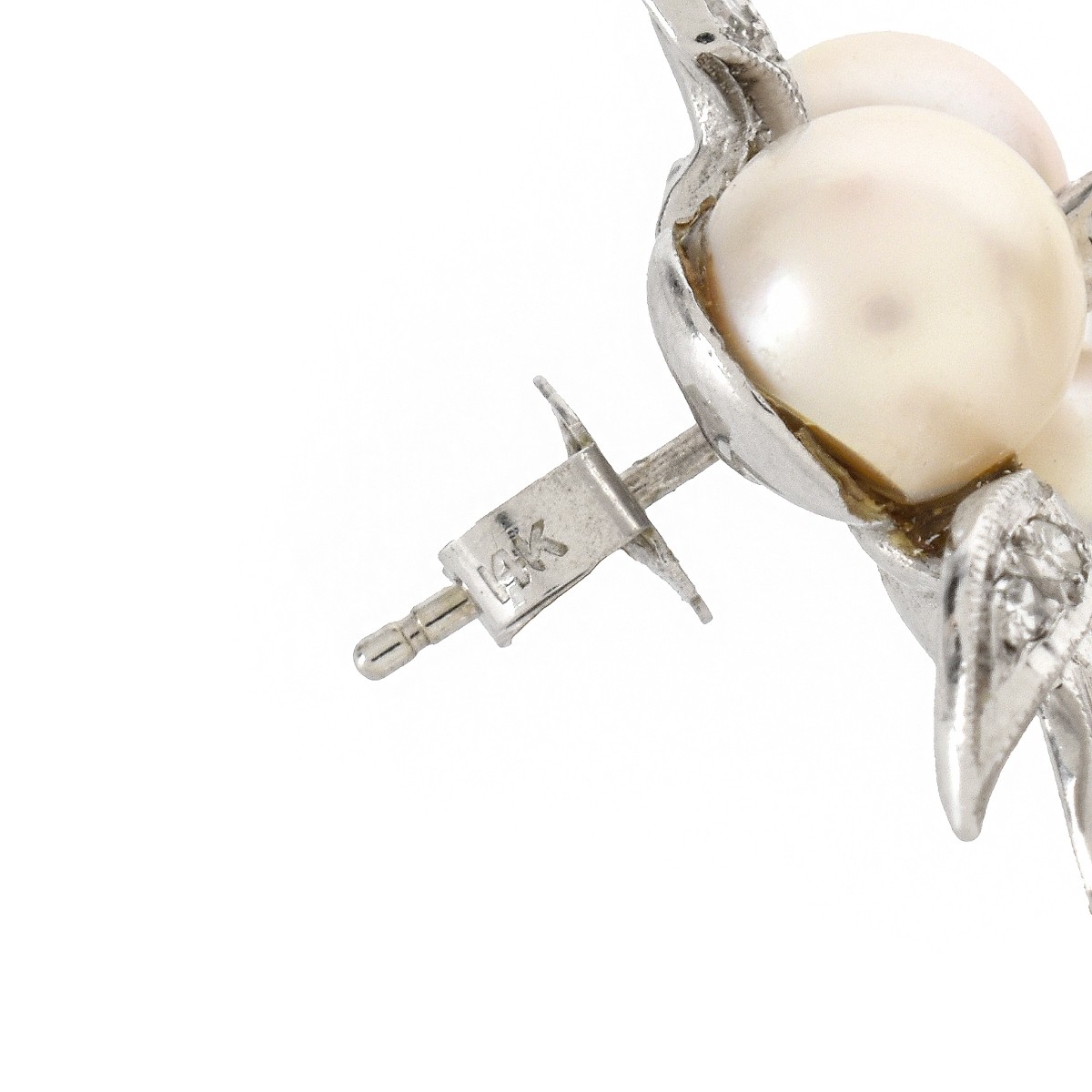 Pearl, Diamond and 14K Earrings