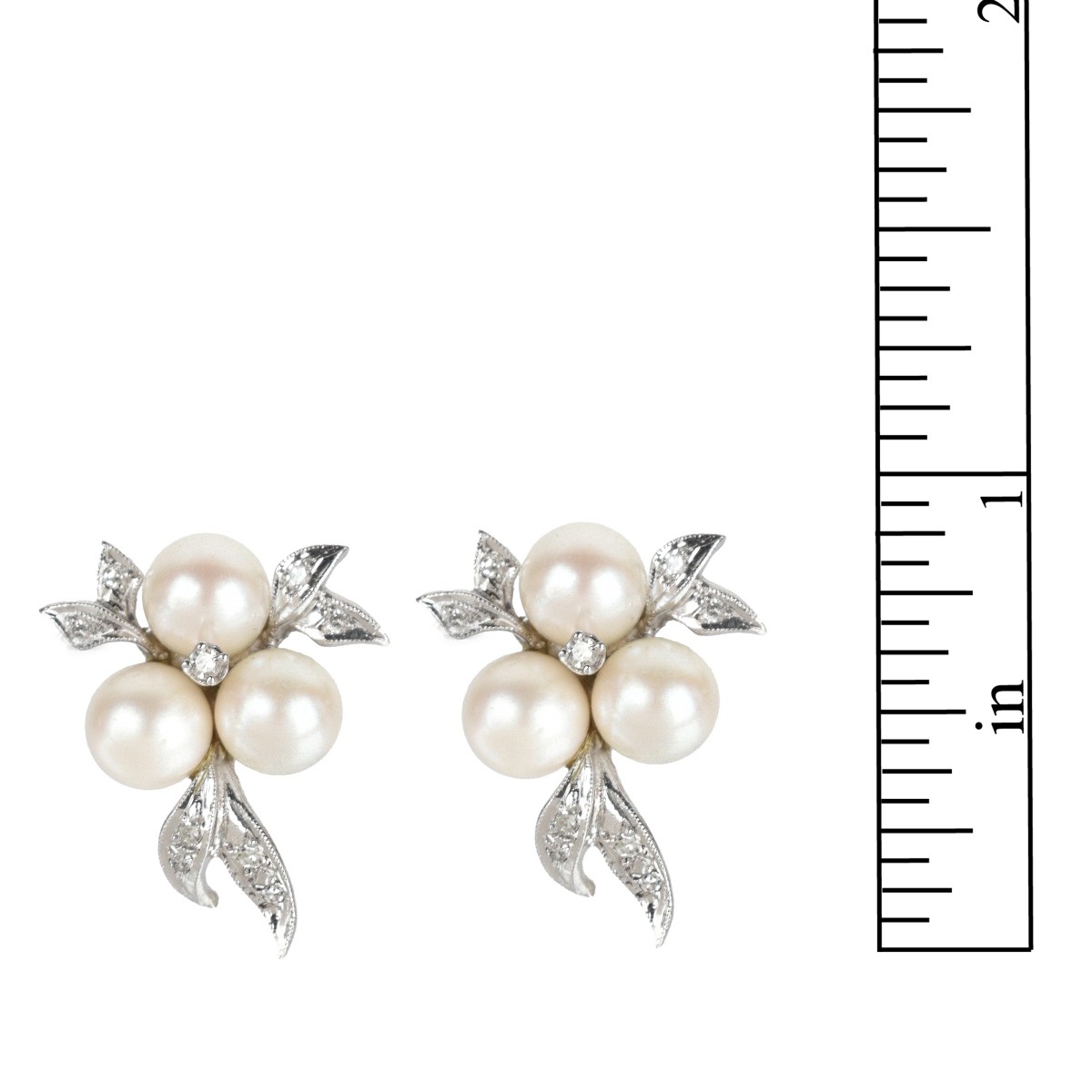 Pearl, Diamond and 14K Earrings