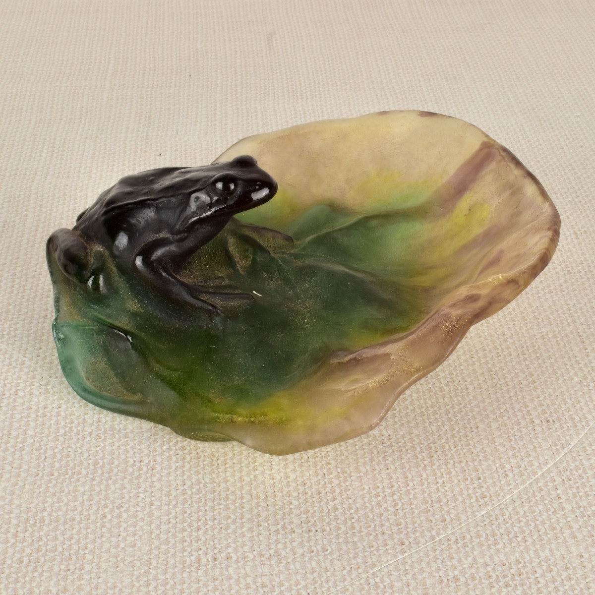 French Daum Pate de Verre Frog Tray