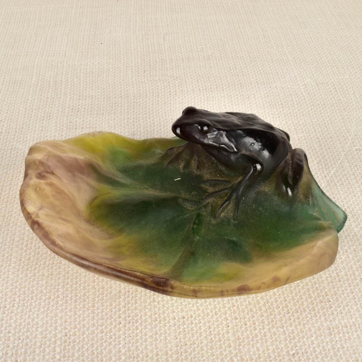 French Daum Pate de Verre Frog Tray