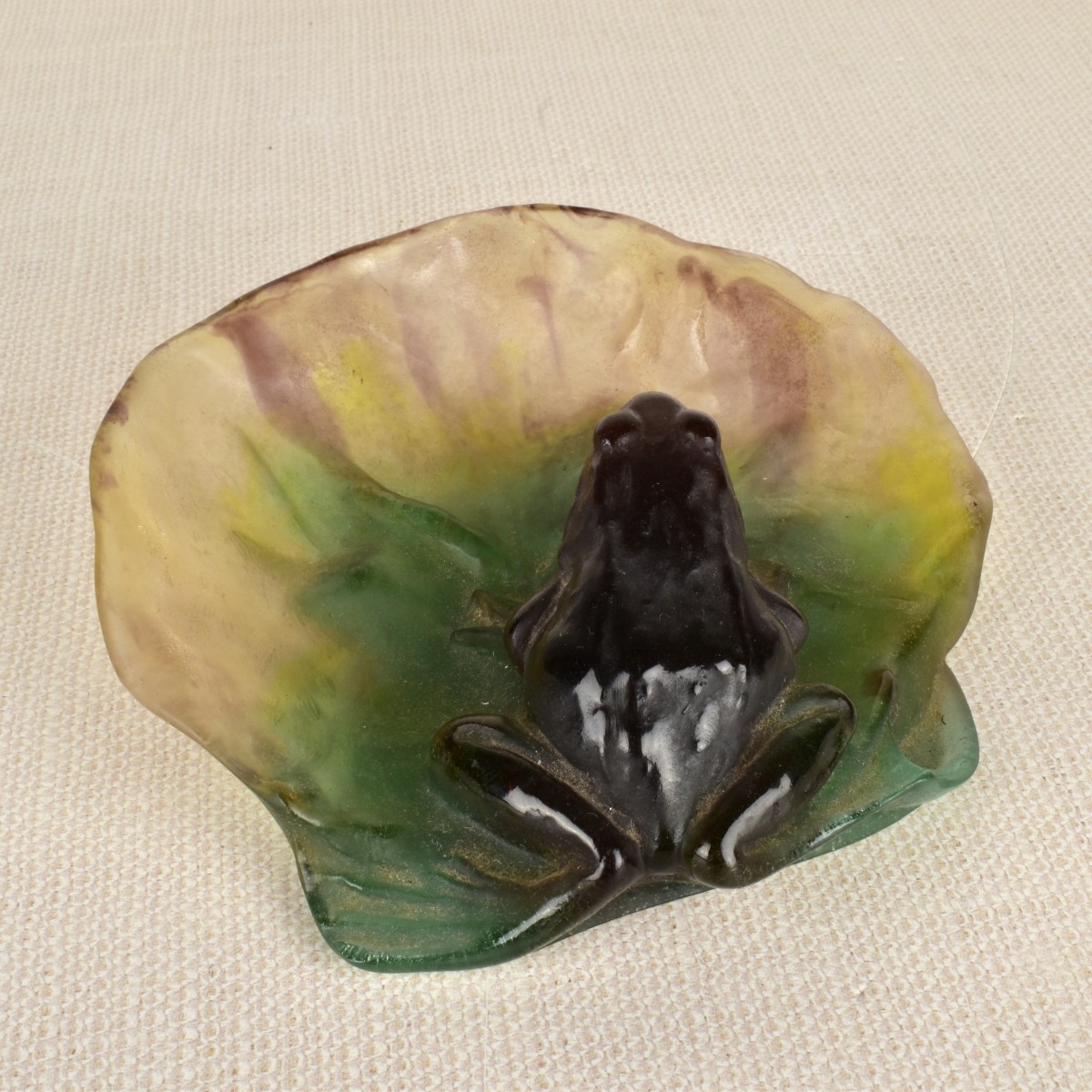 French Daum Pate de Verre Frog Tray