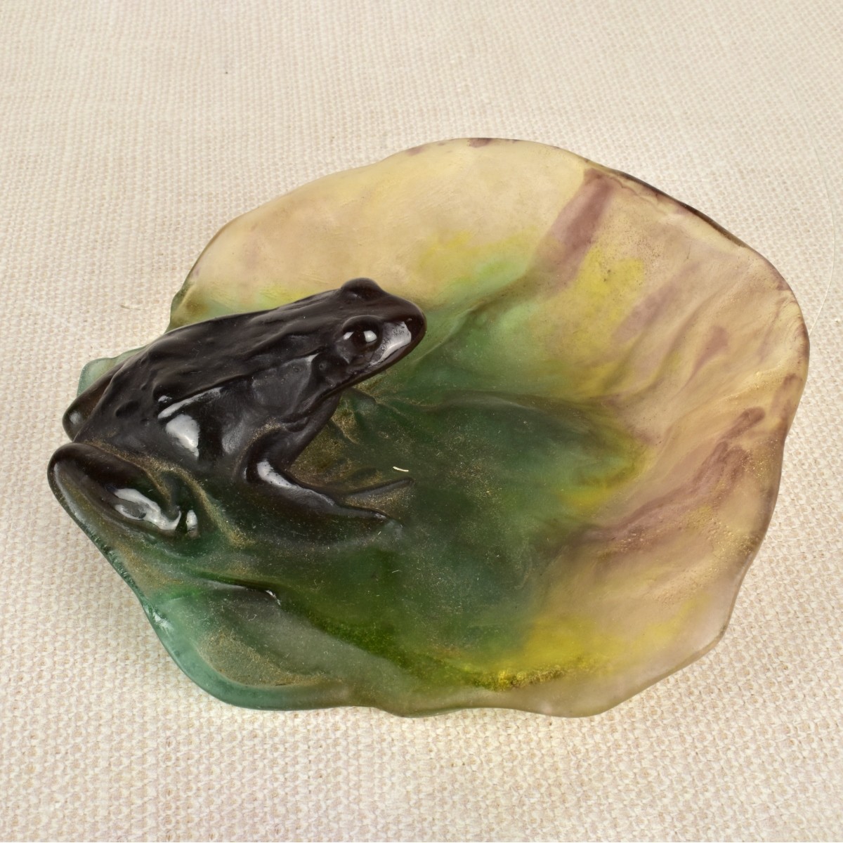 French Daum Pate de Verre Frog Tray