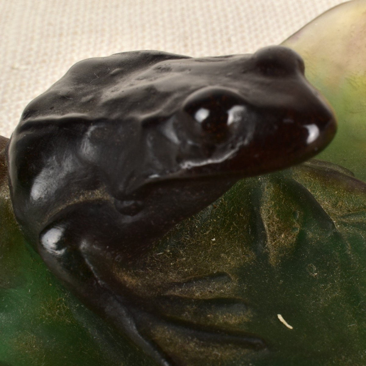 French Daum Pate de Verre Frog Tray