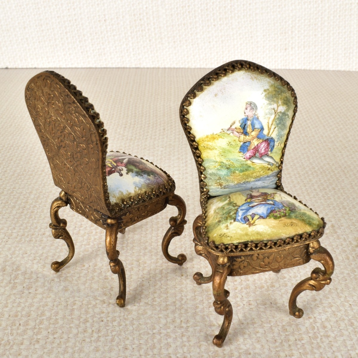 Austrian Miniature Painted Enamel Furniture