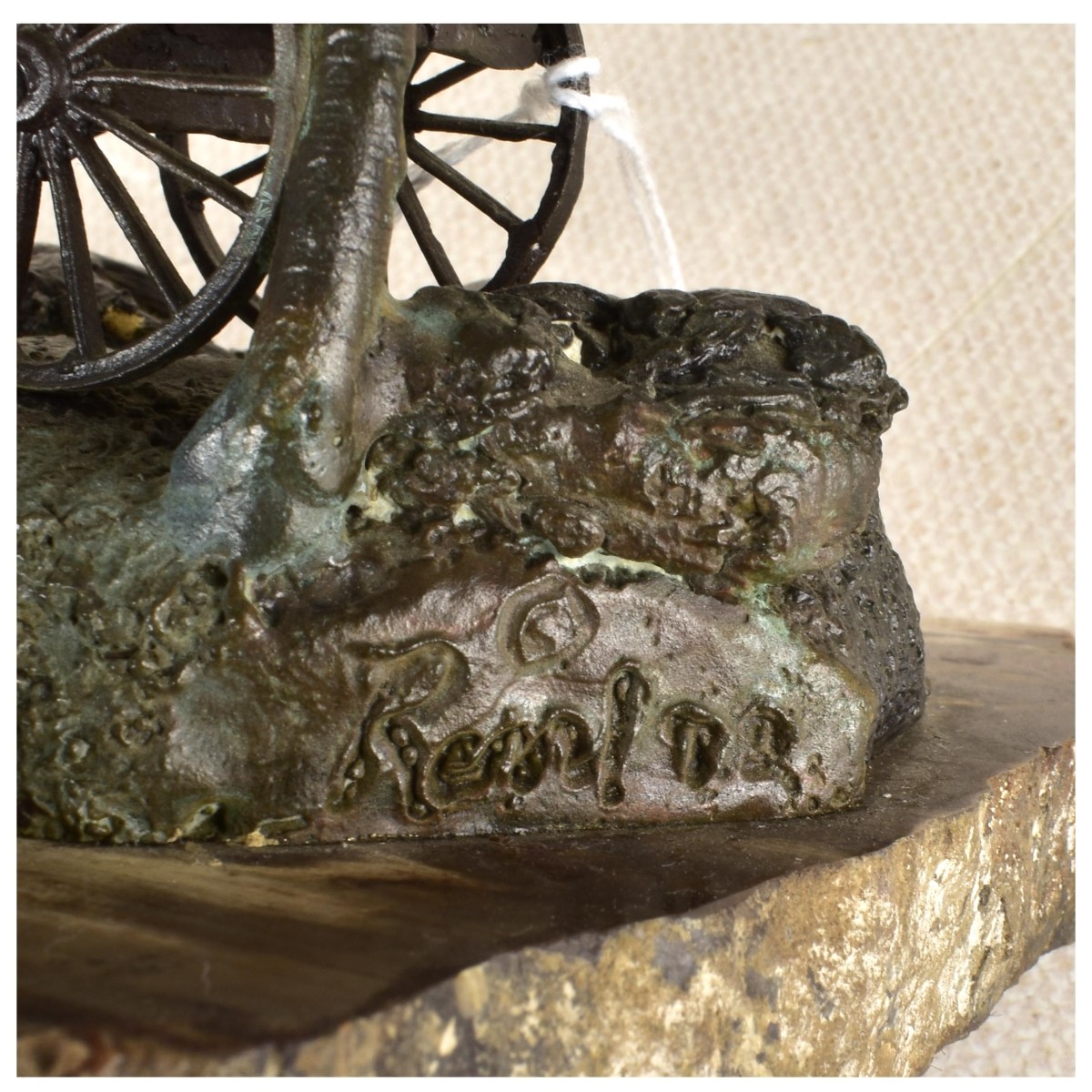 Bronze Sculpture of a Wagon and Gold Diggers