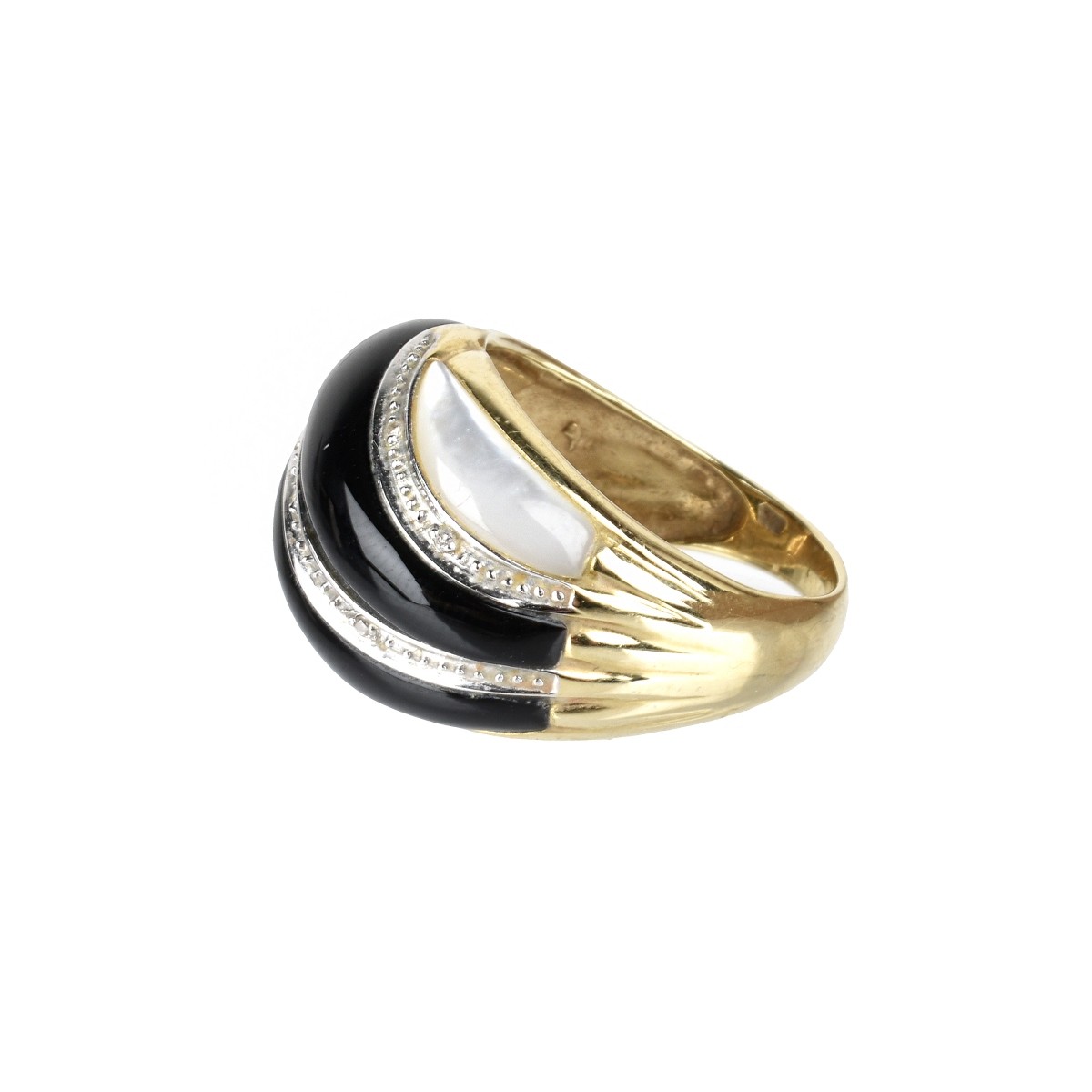 Onyx, MOP and 14K Ring