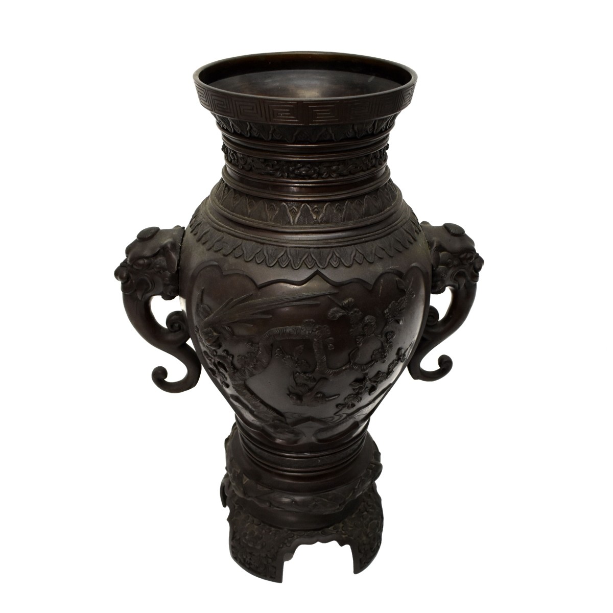 Japanese Bronze Planter and Stand