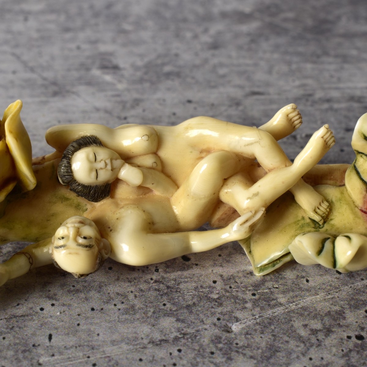 Japanese Carved Polychromed Erotic Figures