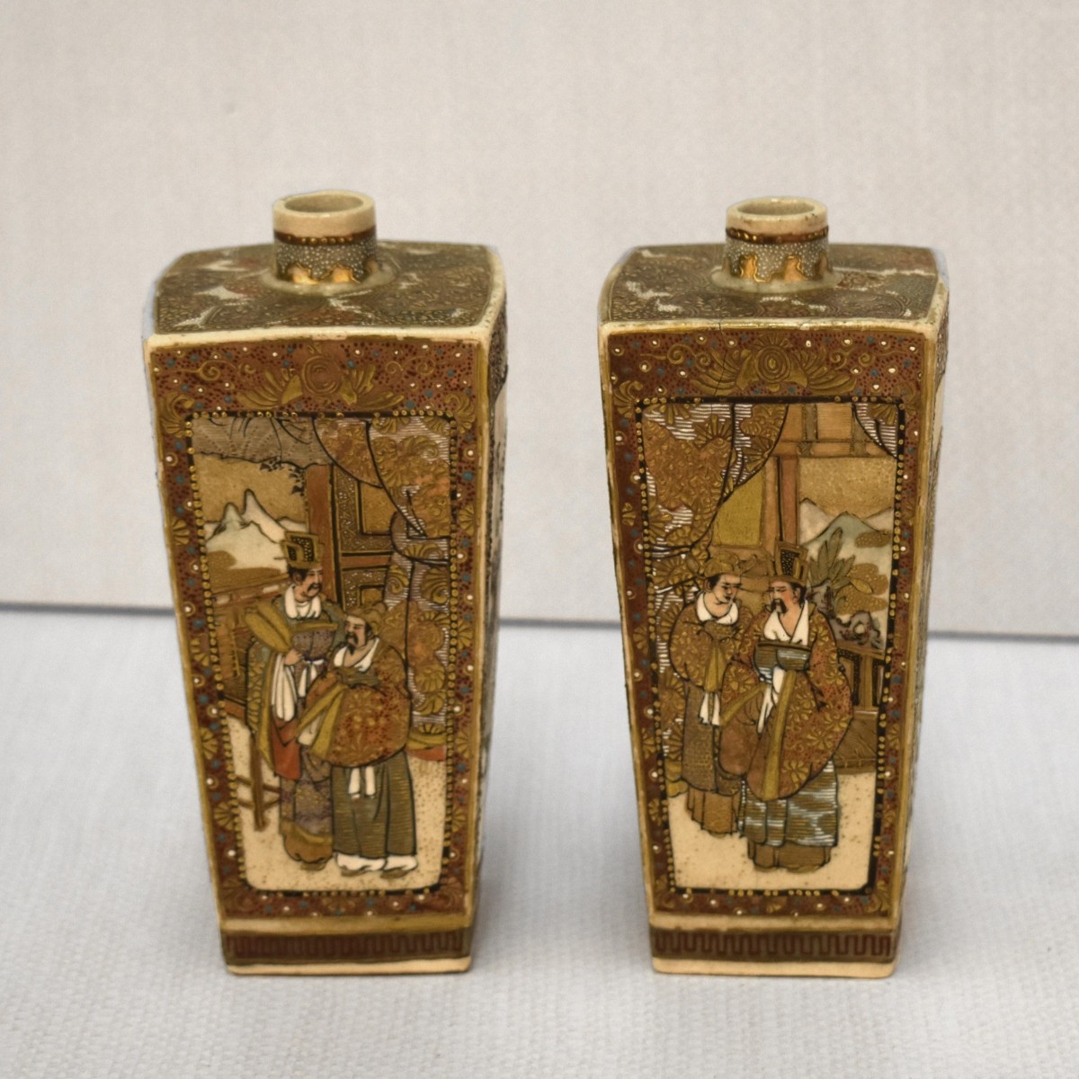 Japanese Satsuma Square Vases